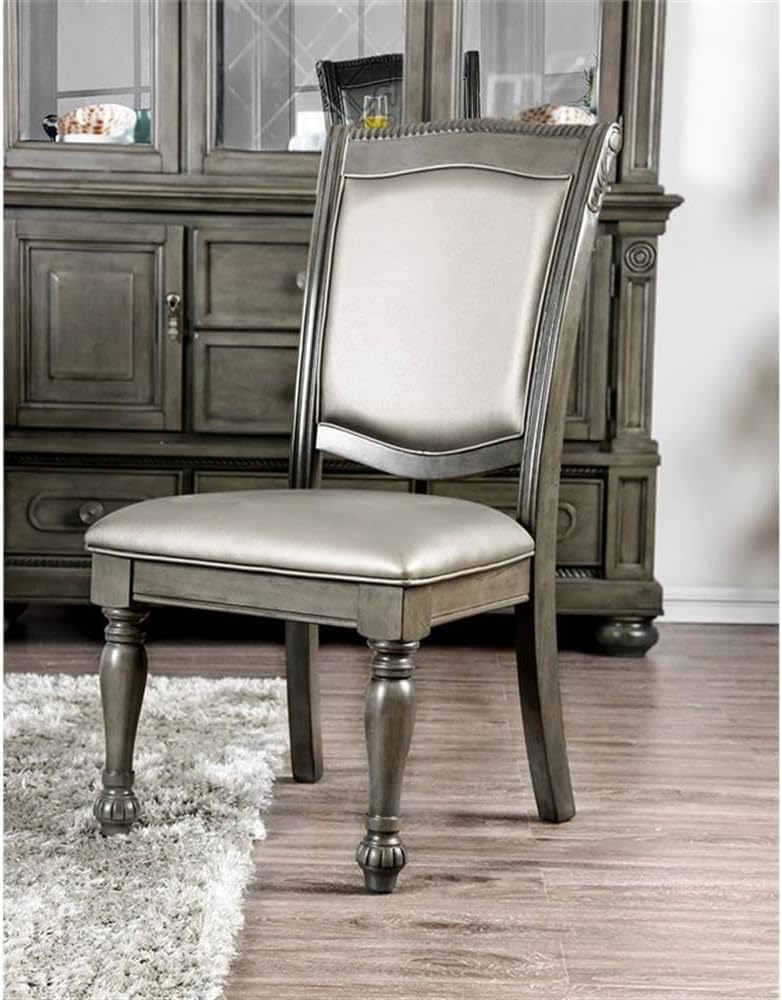 BOWERY HILL 19" Transitional Wood/Faux Leather Side Chair in Cherry (Set of 2)
