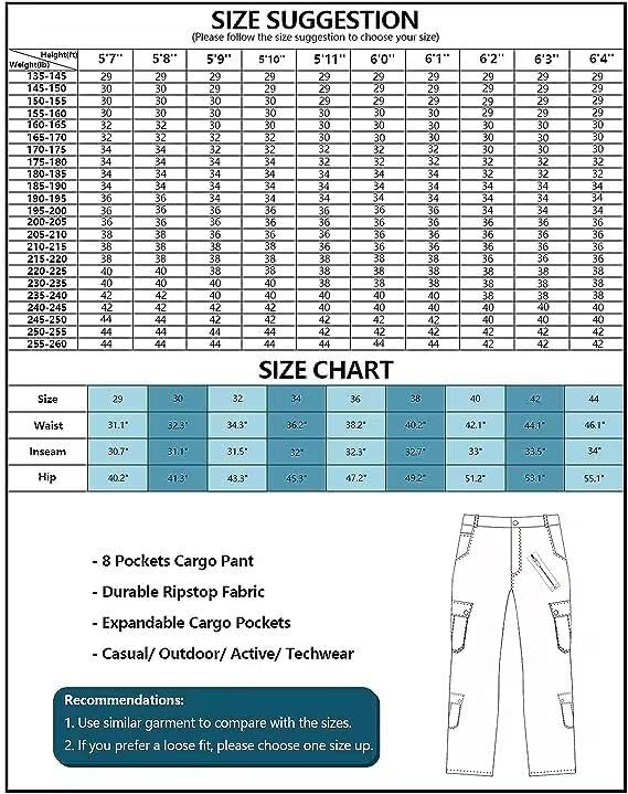TRGPSG Men's Fleece Lined Hiking Cargo Pants