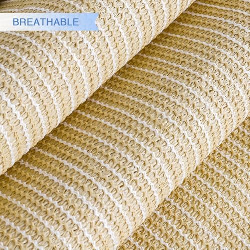 E&K Sunrise 16' x 20' Sun Shade Sail Rectangle Canopy Shade Cover UV Block for Patio Backyard Garden Outdoor (Beige)