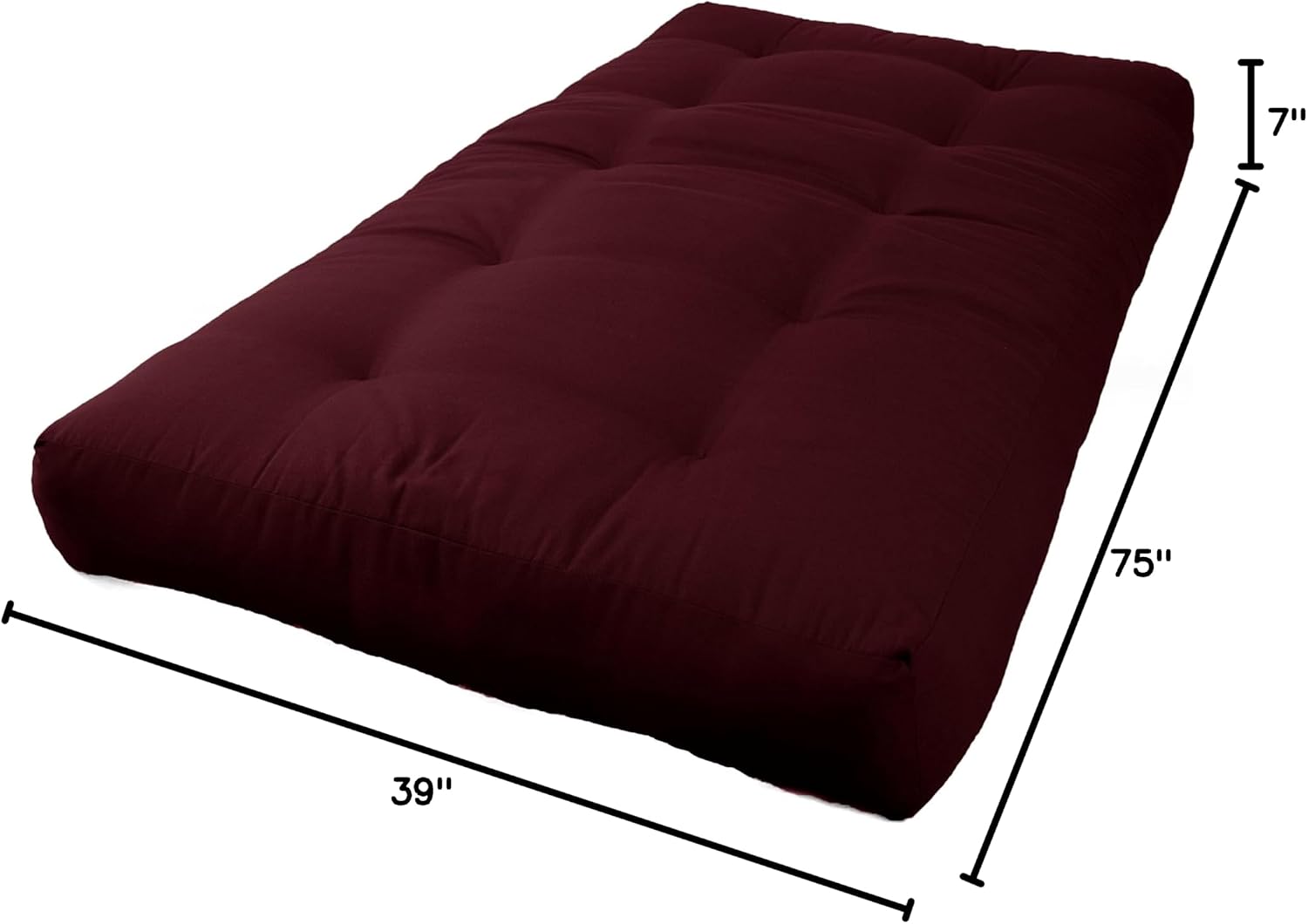 Blazing Needles Renewal 7" Twill Futon Mattress, Full, Aqua Blue