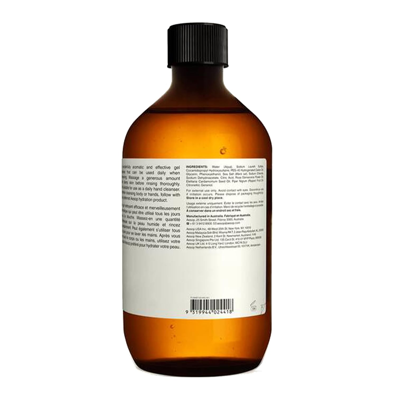 Aesop Geranium Leaf Body Cleanser | Gentle Shower Gel with Geranium, Mandarin and Bergamot Essential Oil Blend to Refresh & Balance Skin | 500 mL / 16.9 oz