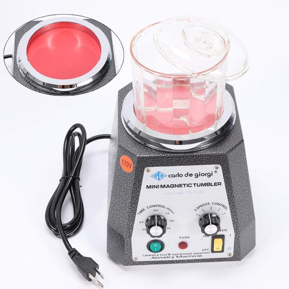 Magnetic Tumbler Jewelry Polisherm,4 Speed Mini Metal Magnetic Tumbler Polisher&Finisher Jewelry Polisher Finisher 100mm 110V