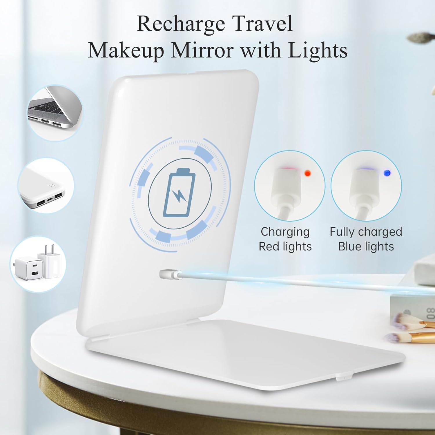 FUNTOUCH Rechargeable Travel Makeup Mirror with 72 Led Lights