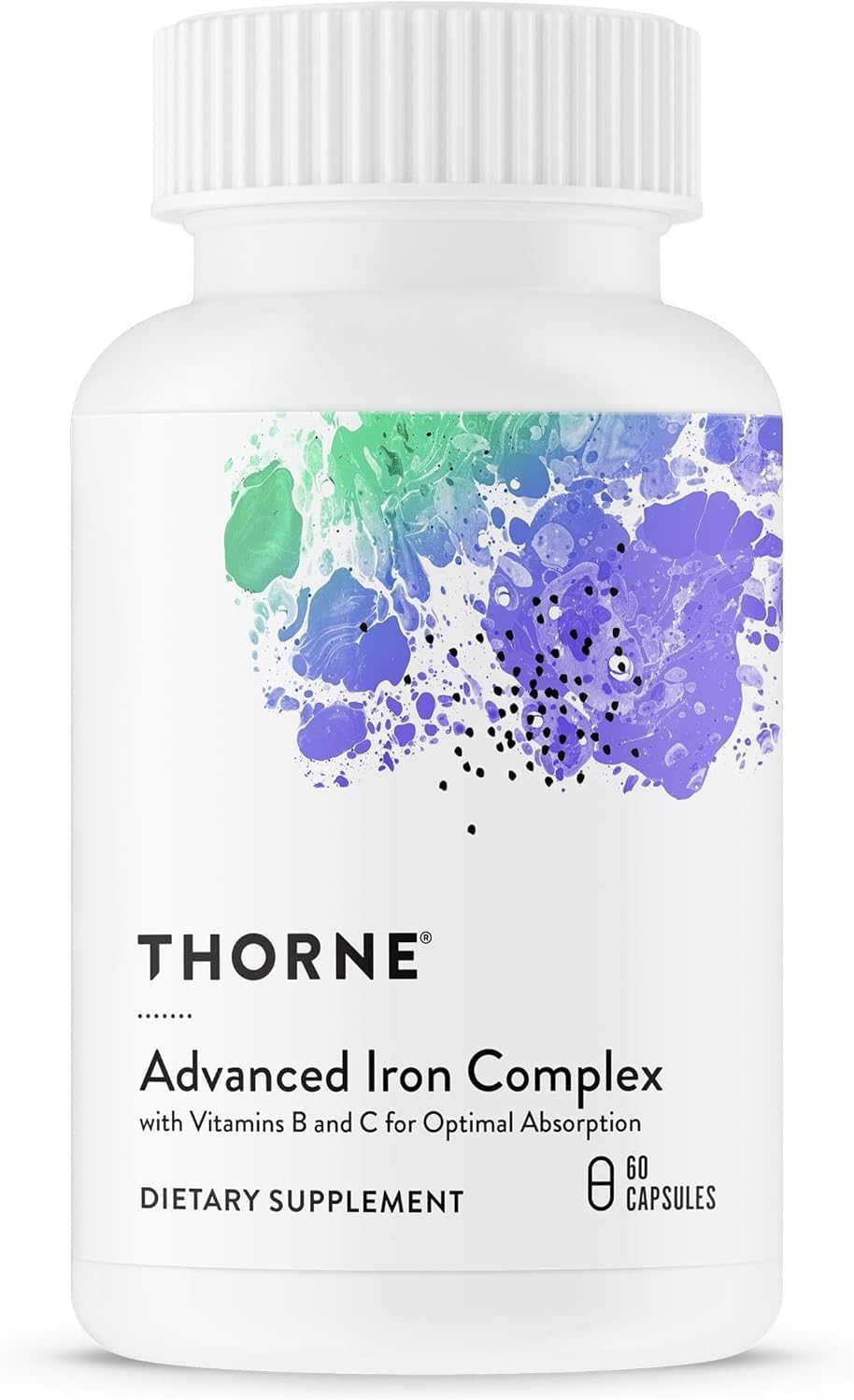 THORNE Advanced Iron Complex, Chelated Iron Supplement, 60 Capsules | Elemental Iron, Folate, B and C Vitamins for Optimal Absorption