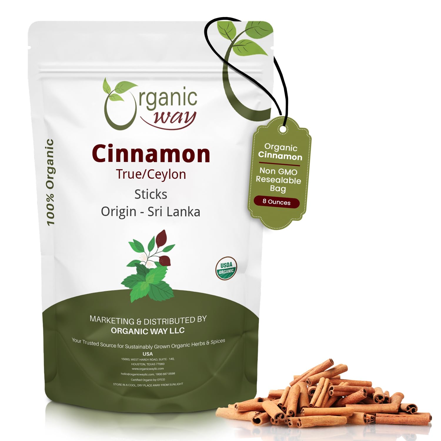Organic Way True Ceylon Cinnamon Sticks - Origin - Sri Lanka (16 Ounce)