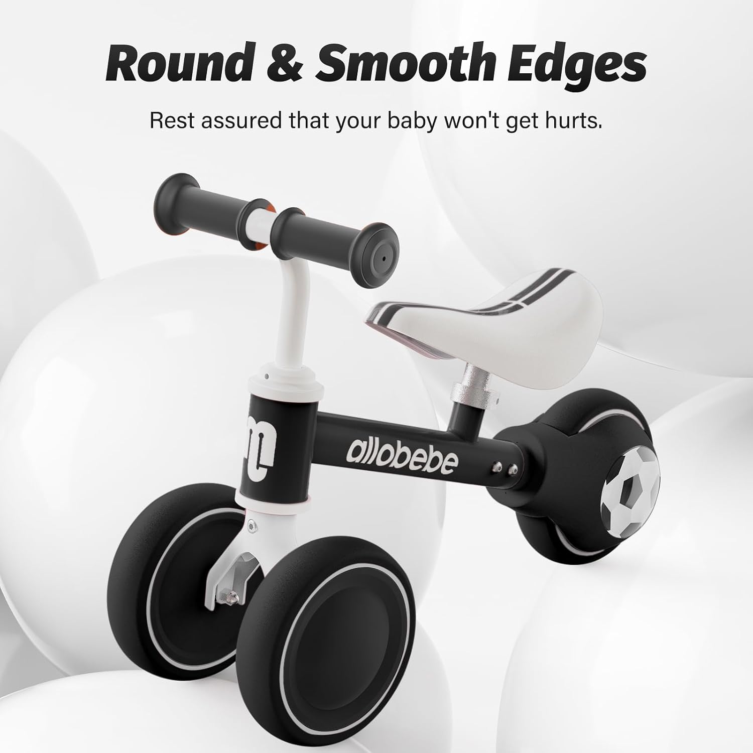 Baby Balance Bike, Cute Toddler Bikes 12-36 Months Gifts for 1 Year Old Girl Bike to Train Baby from Standing to Running with Adjustable Seat Silent & Soft 3 Wheels