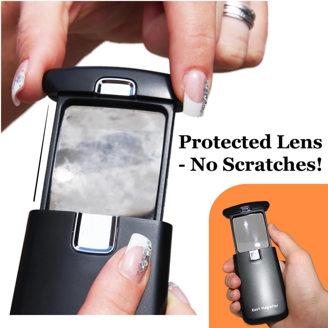 Small Pocket Magnifying Glass 3X with LED Light For Reading Fine Print, Mini Lighted Hand Held Acryl Lens, Read Lables In Stores