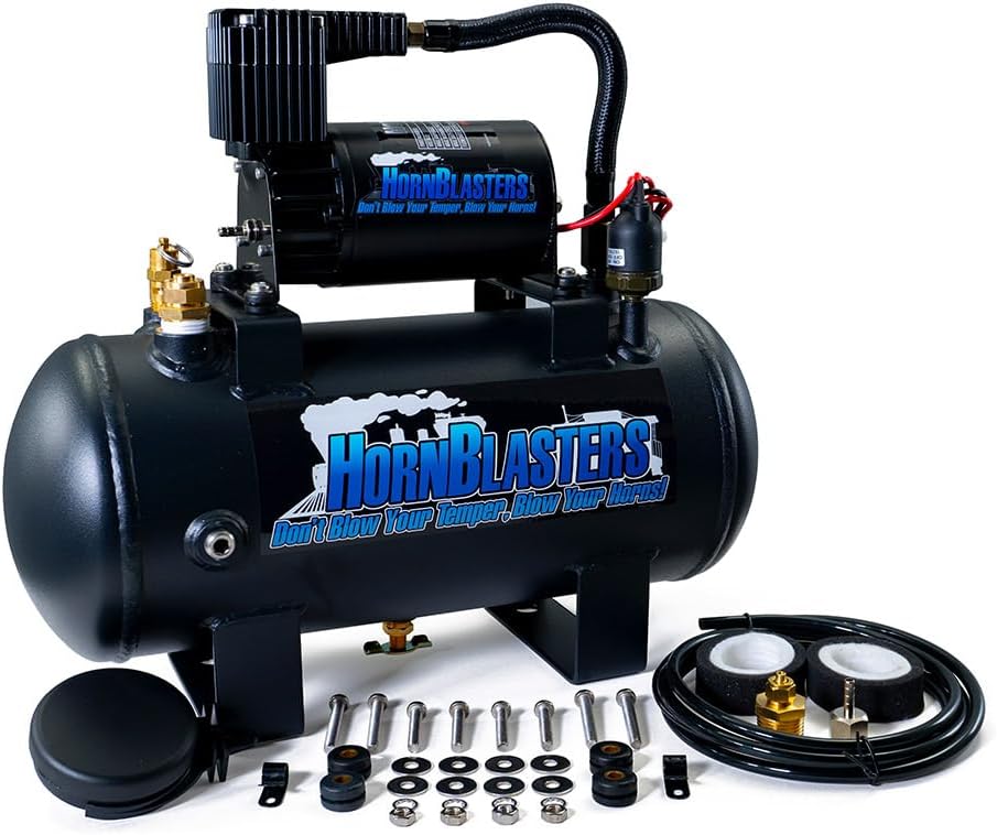HornBlasters Outlaw Black 127H 1.5 Gallon 120PSI Train Horn Kit - All-In-One Air System - Easy Install - Big Sound
