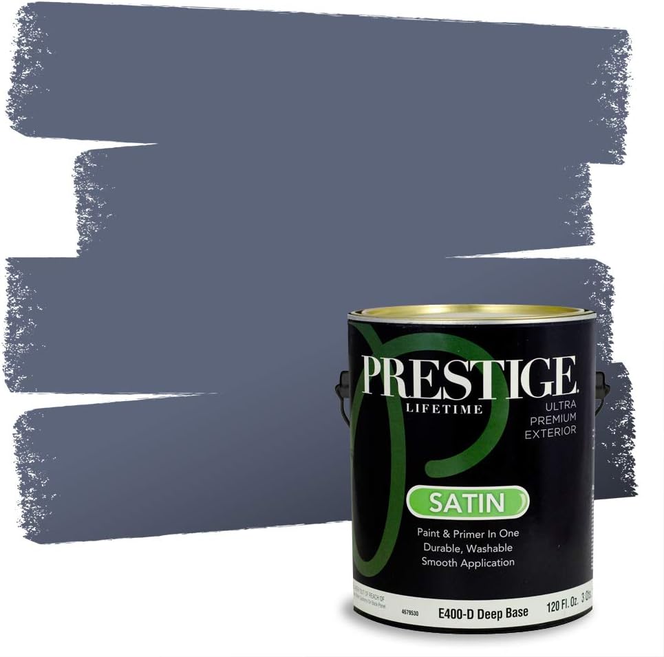 PRESTIGE Paints Exterior Paint and Primer In One, 1-Gallon, Satin, Comparable Match of Sherwin Williams* Blue Nile*