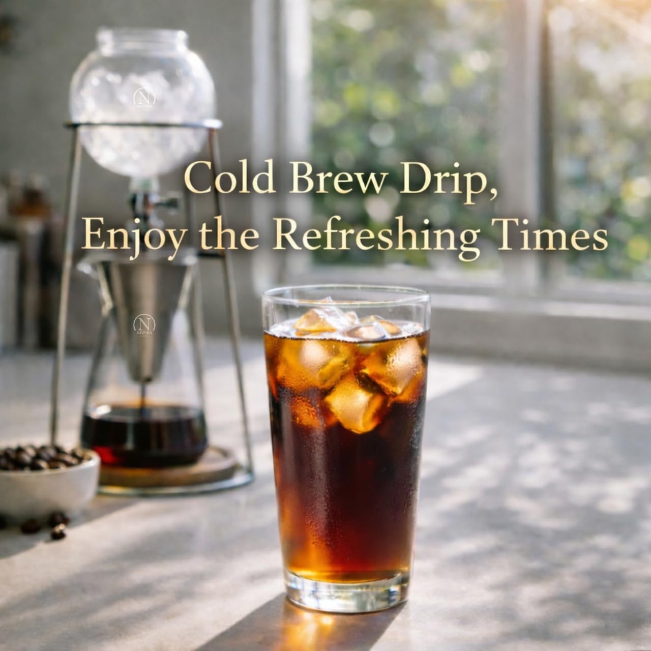 NISPIRA Luxury Ice Cold Brew Dripper Coffee Maker in Stainless steel, 600 ml Copper