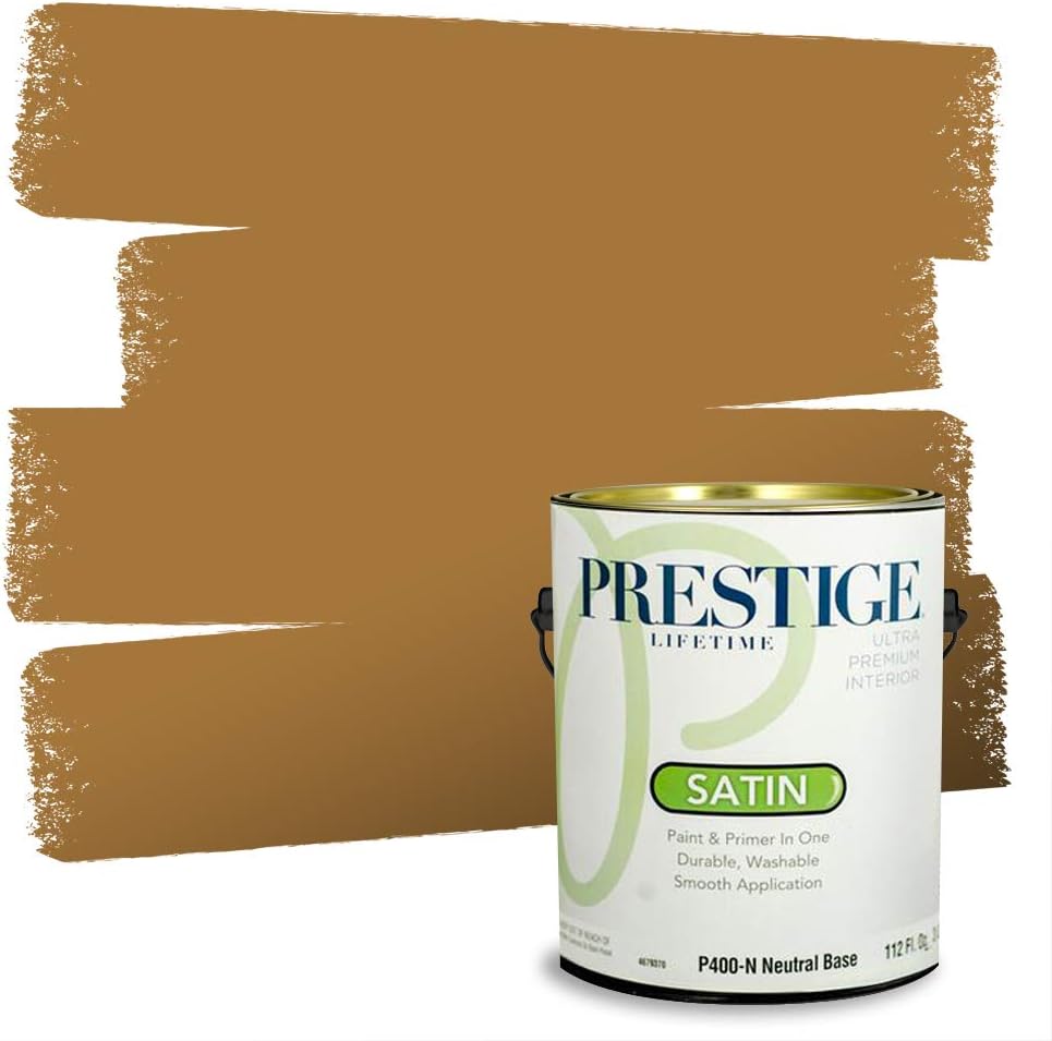 PRESTIGE Paints Exterior Paint and Primer In One, 1-Gallon, Satin, Comparable Match of Sherwin Williams* Cachet Cream*