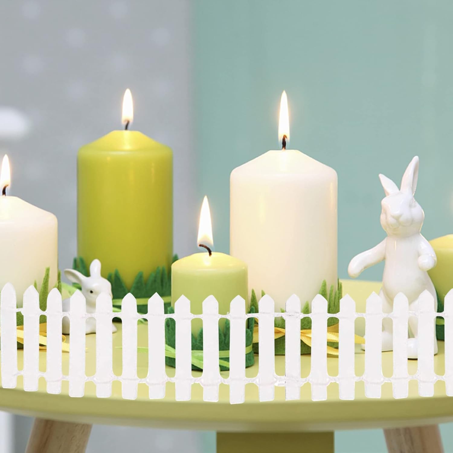 Prsildan 40 Inches Miniature Fairy Garden Fence, DIY Wood Picket Fence Mini Ornament
