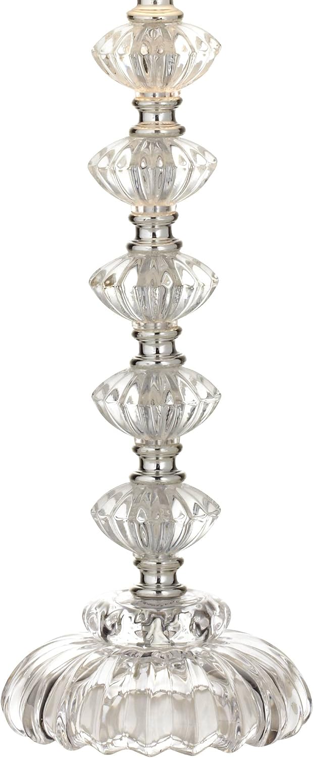 Bohemian 21" High Table Lamp Glass Stacked Traditional Modern Colored | Orchid Pink Chic Multi Kids Girls Living Room Bedroom Bedside House Nightstand Office Home Family Bell Shade