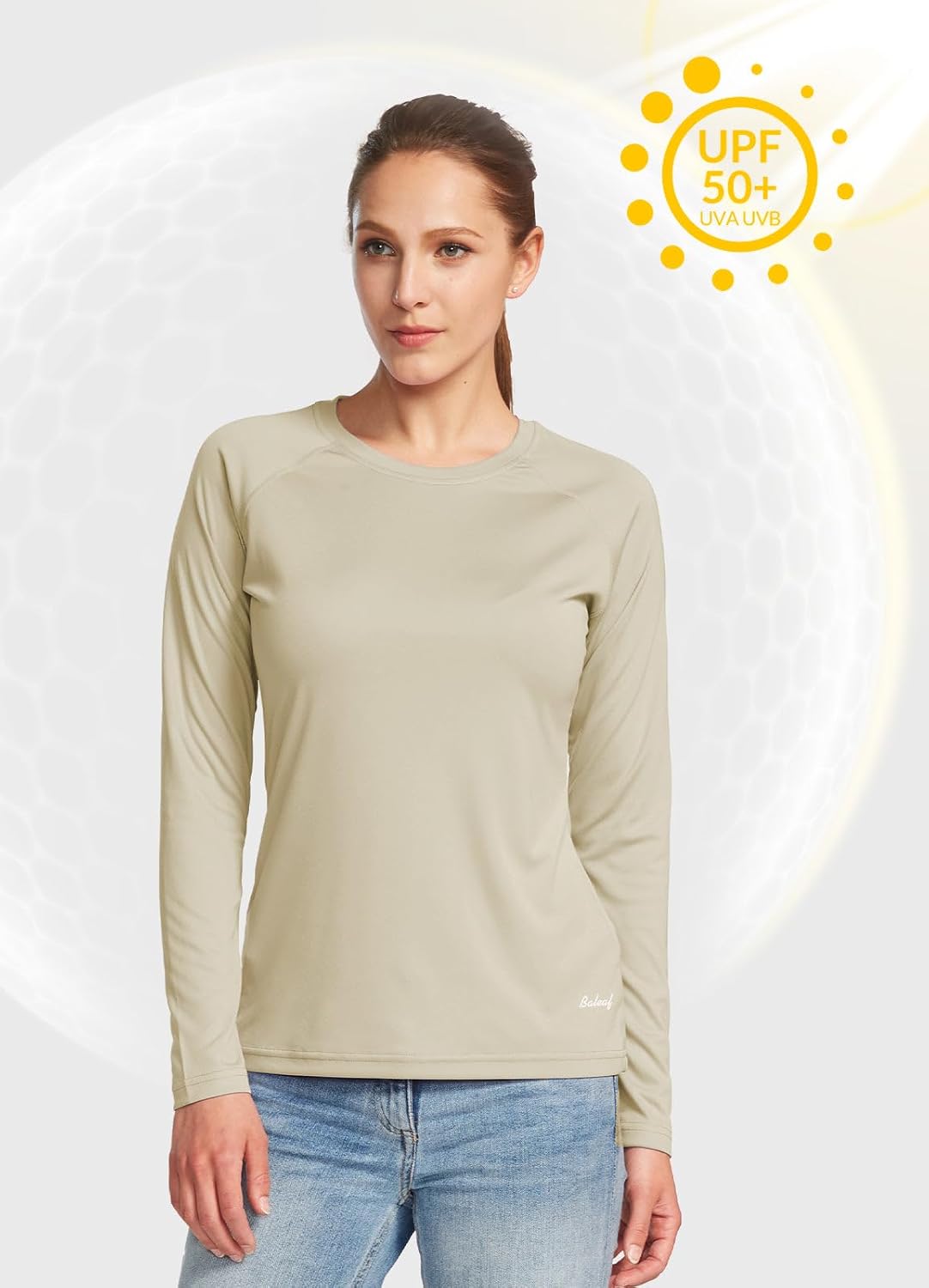 baleaf Women's UPF 50+ Sun Shirts Long Sleeve Stretchy Quick Dry | Lightweight, Rash Guard, UPF 50+ Sun Protection, Breathable Comfort material for Hking Workout, Excellent for hot weather