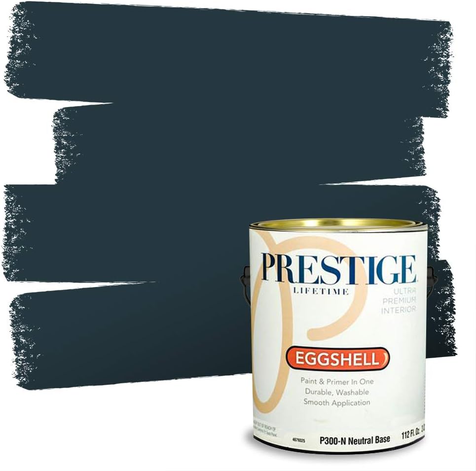 PRESTIGE Paints Exterior Paint and Primer In One, 1-Gallon, Satin, Comparable Match of Sherwin Williams* Tricorn Black*