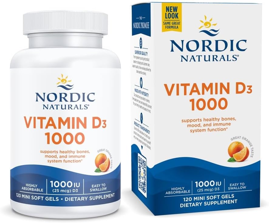 Nordic Naturals Vitamin D3 1000 IU, Orange - 120 Mini Soft Gels | Vitamin D3 supports healthy bones