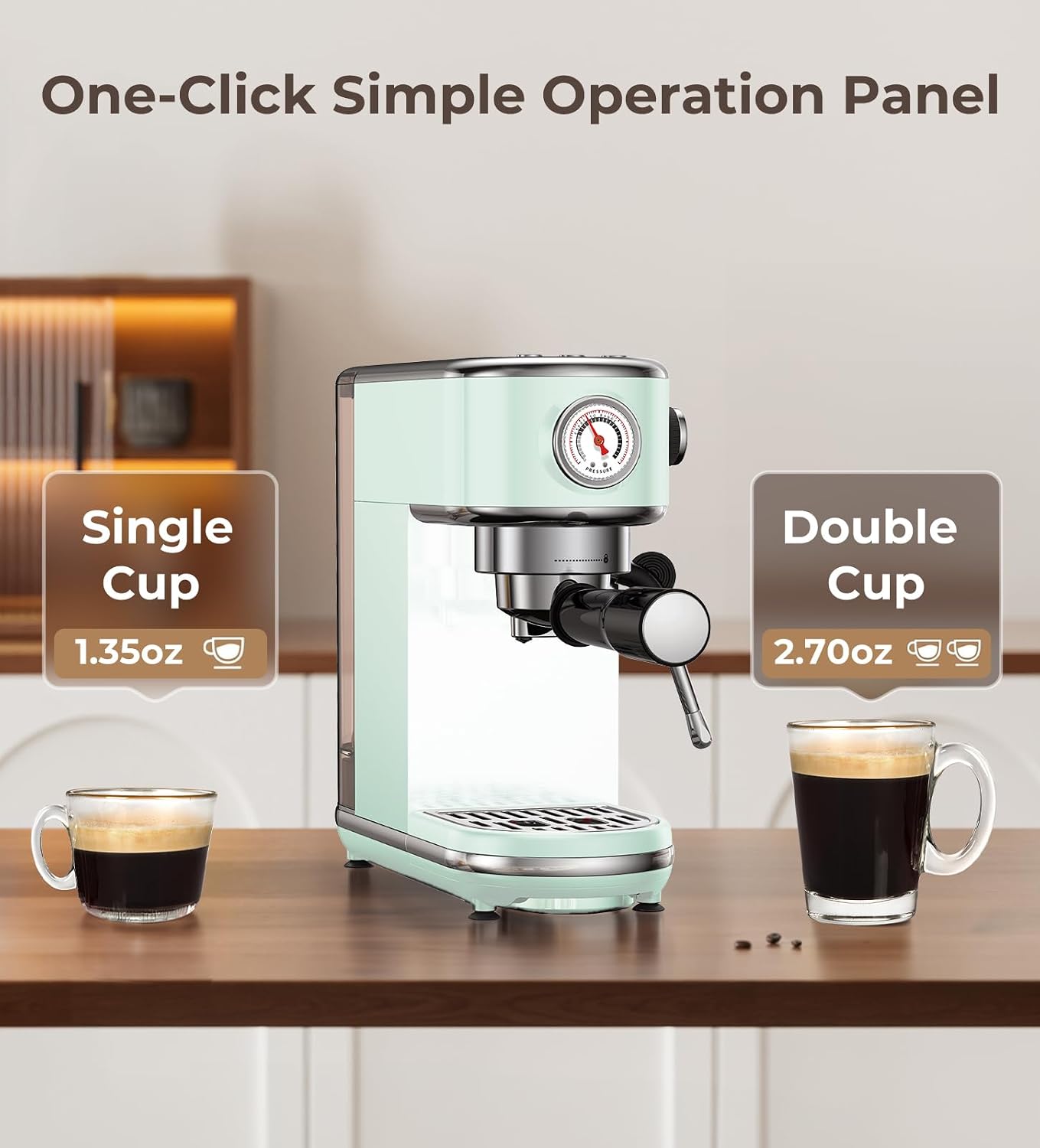 atatix 20 Bar Espresso Machine with Milk Frother, Compact Espresso Maker | Stainless Steel Coffee Machine with Precise Temp Control, 44oz Removable Water Tank for Latte, Cappuccino, White