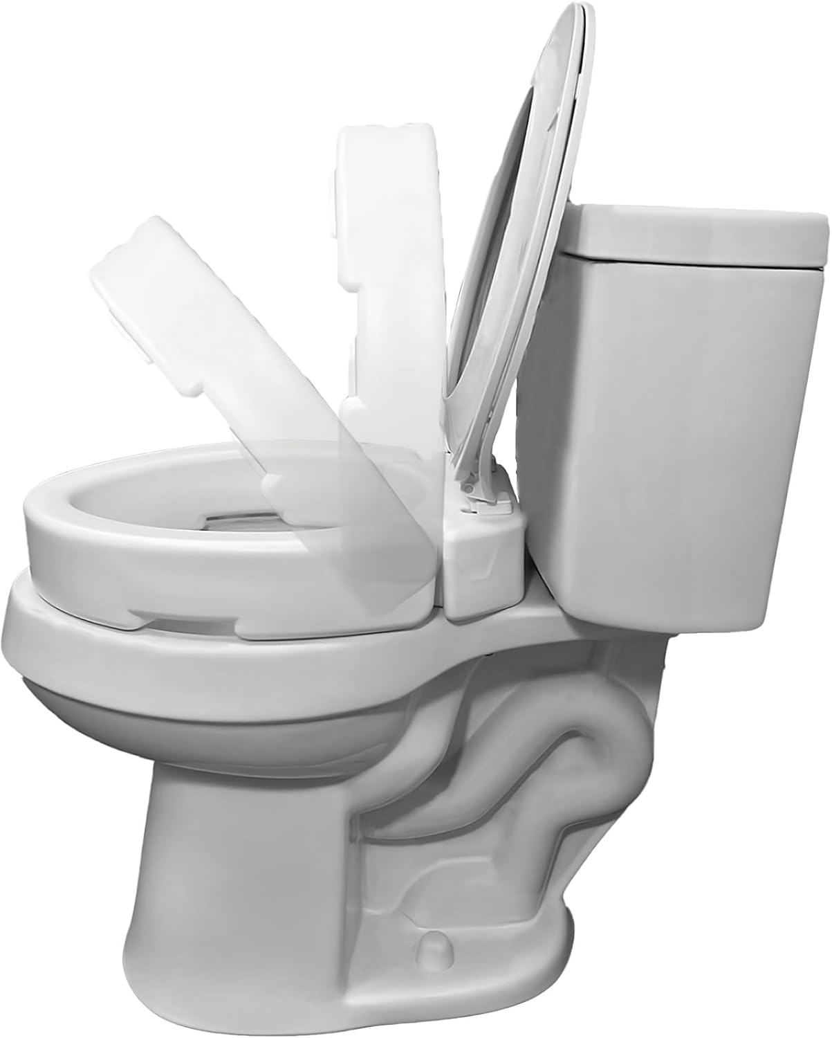 Carex Hinged Round Raised Toilet Seat Riser, Adds 3.5 Inches of Height, 300 lbs Capacity, Elevating and Raising Seat for Elderly and Handicap, Universal, Slip-Resistant, White.