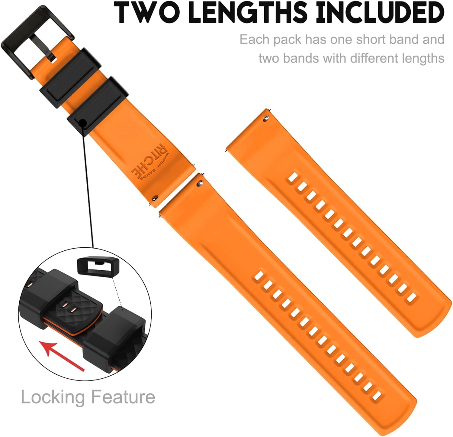 Ritche Christmas Gift Silicone Watch Bands 18mm 20mm 22mm 24mm Quick Release Rubber Watch Bands for Men, White Elephant Gifts