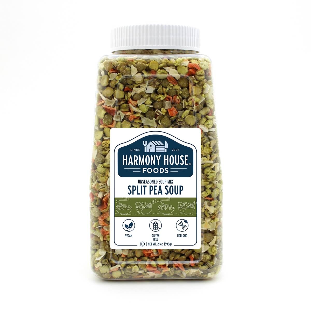 Harmony House Foods Split Pea Soup Mix - Air Dried Vegetables, Vegetarian, Vegan, Non-GMO, Great for Camping, Survival, Hiking, and Backpacking