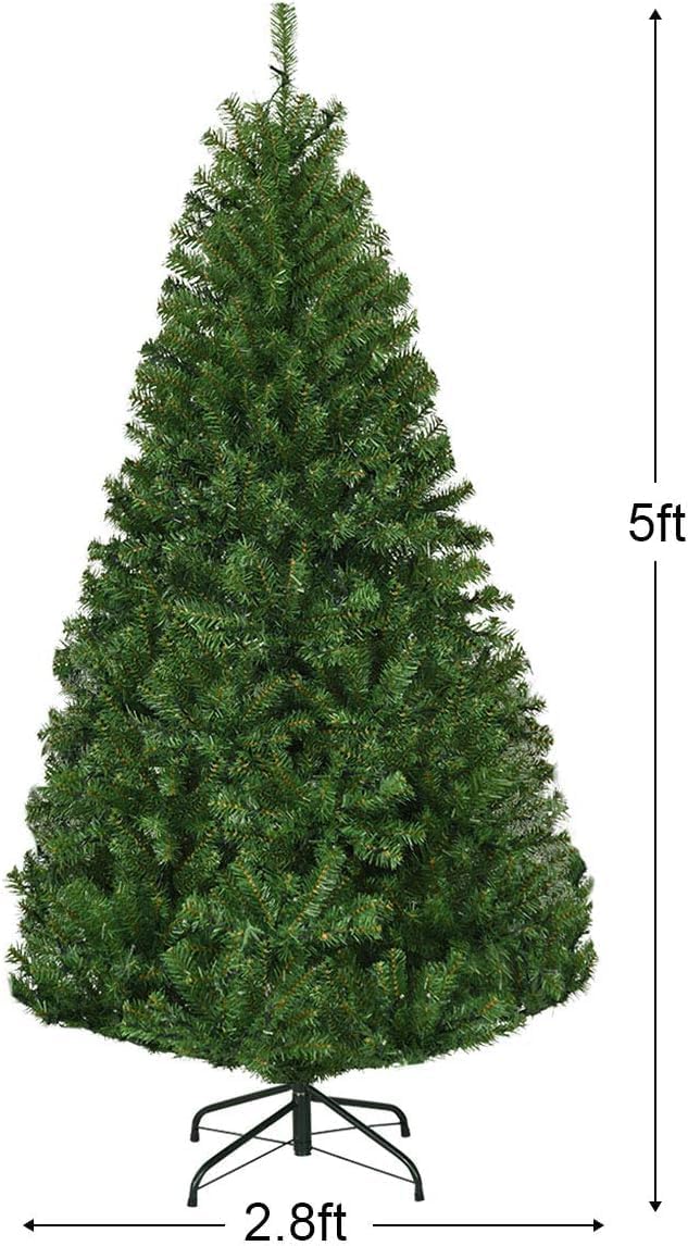 Goplus 7.5ft Pre-Lit Artificial Christmas Tree, Premium PVC Snow Flocked Hinged Pine Tree with Metal Stand and LED Lights