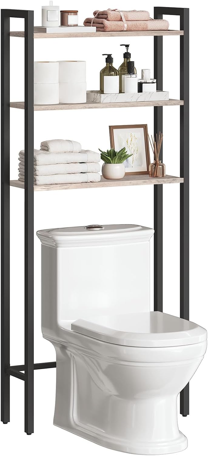 HOOBRO Over The Toilet Storage, 3-Tier Bathroom Organizer Shelf Over Toilet, Freestanding Bathroom Storage Shelves, Space Saver