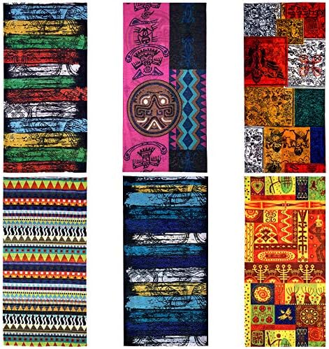 6 Pieces African Scarf African Bandanas Face Covering Unisex Boho Neck Gaiter Balaclava Head Wrap for Motorcycling Outdoor Use