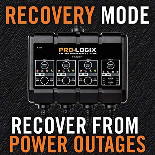 Clore Automotive PL4020, Pro-Logix 4-Bank, 8-Amp (2-Amp Per Bank) Fully Automatic Smart Charger, 12V Battery Charger, Battery Maintainer, Desulfator with Temperature Compensation, Black