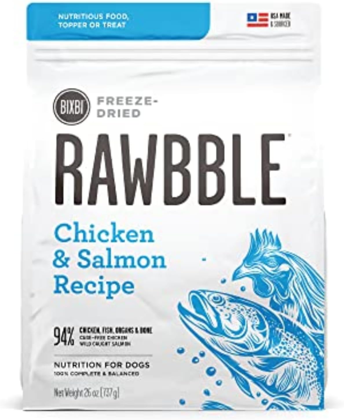 BIXBI Liberty Freeze-Dried Dog Food Topper & Treats, Beef – 98% Meat & Organs, No Refrigeration – USA Made, 26 oz