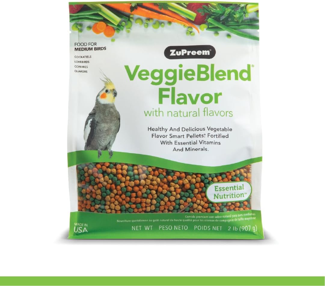 ZuPreem FruitBlend Cockatiel & Conure Food, Uniform Bird Food, M, 2 lb | Bird Food Pellets, Real Fruit, Blend, Cockatiel Food, Conures, Lovebirds, Love Bird Pellets, Quaker, Parrot, Medium Birds