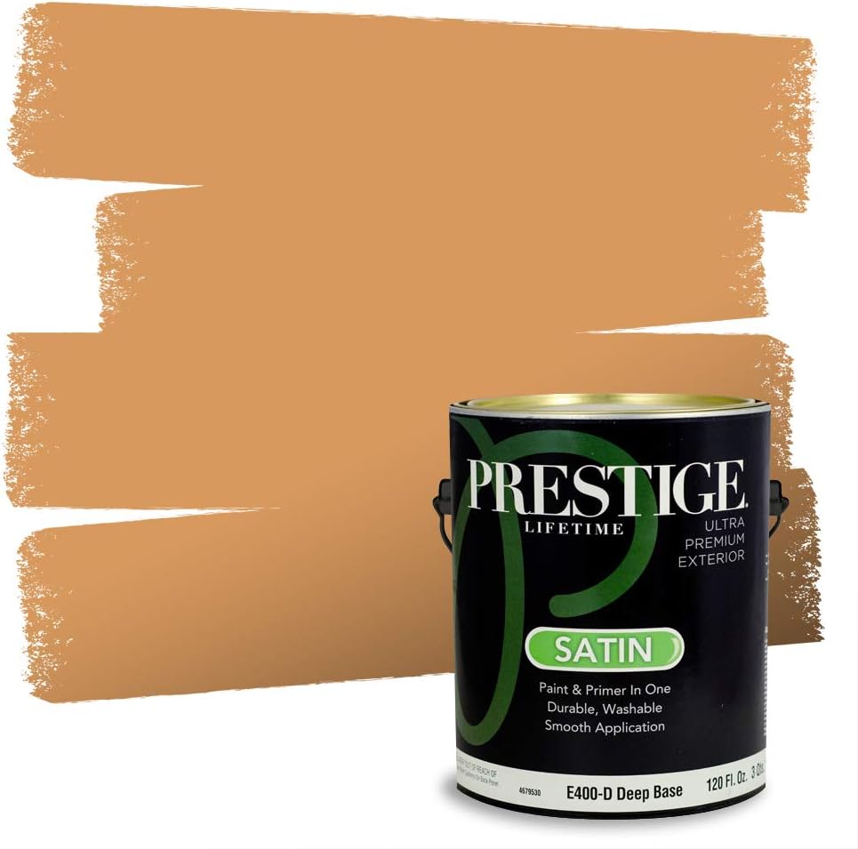 PRESTIGE Paints Exterior Paint and Primer In One, 1-Gallon, Satin, Comparable Match of Sherwin Williams* Cachet Cream*