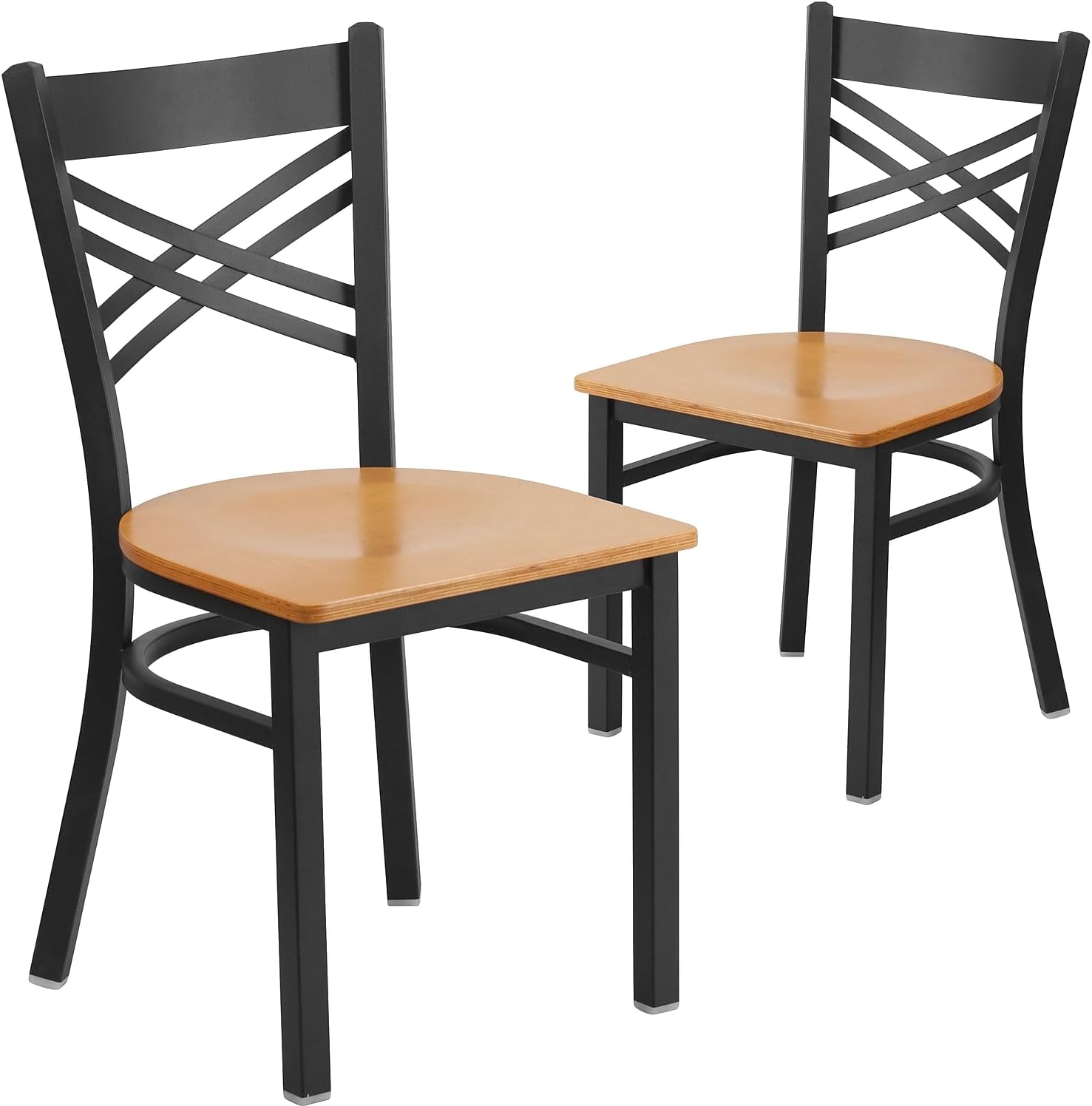 Flash Furniture Hercules Series "X" Back Metal Restaurant Chairs, Modern Upholstered Armless Dining Chairs for Restaurants/Kitchens, Set of 2, Black