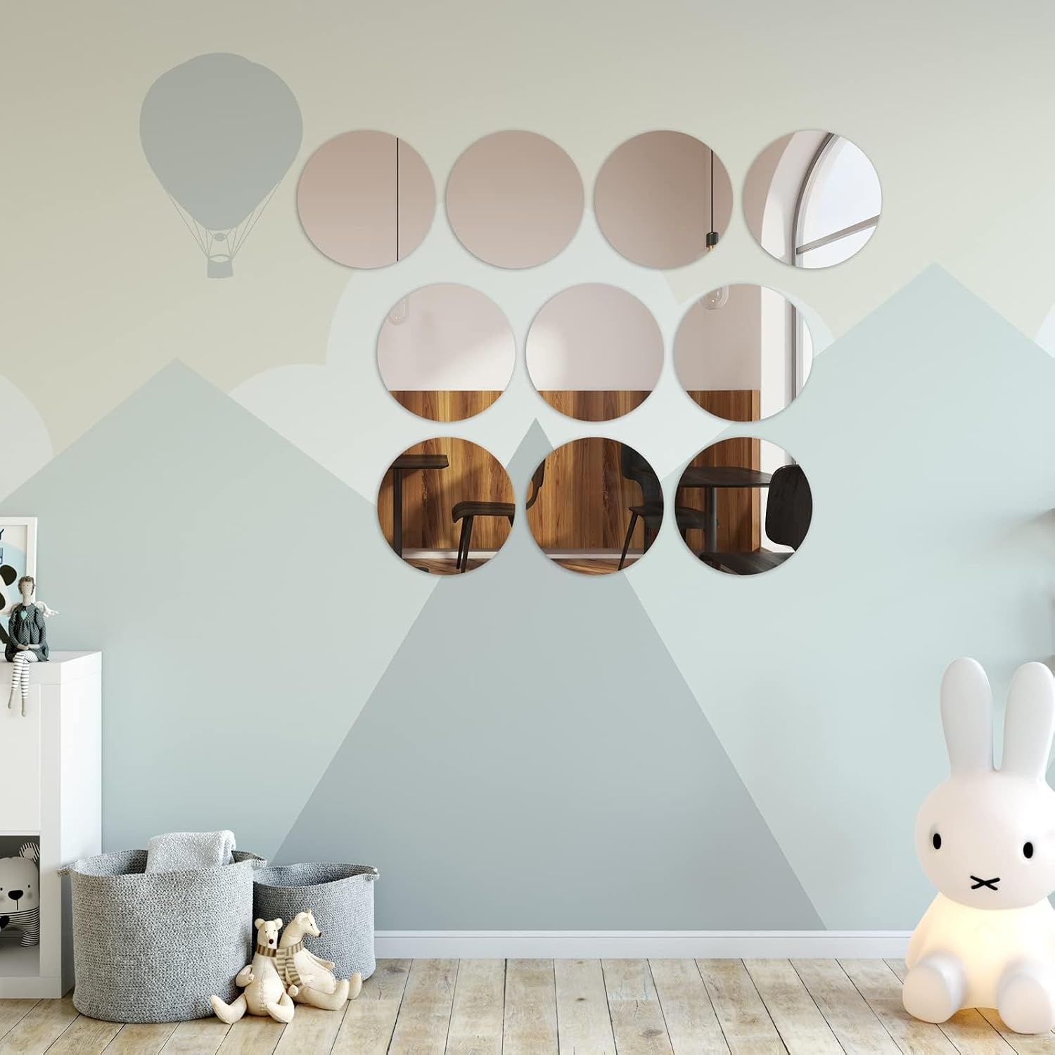 Aneco Acrylic Round Mirrors Non Glass Round Mirror Plate Self Adhesive Mirror Stickers for Home Wall Decor or Wedding Table Centerpiece