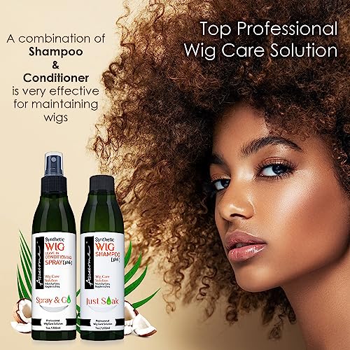 Awesome Human Hair Wig Shampoo, pH5, Wig Care Solution, Adds Body & Volume, Promotes Silkiness and Shine, Detangle Wig & Easy Combing, Provides Freshness Feeling (7 fl oz) | pH5 human hair formula lifts buildup with no scrubbing, curl pattern stays set