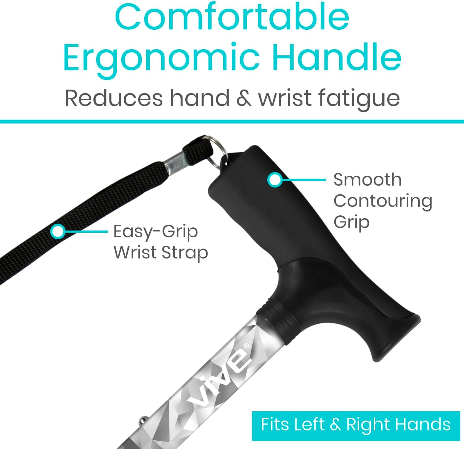 Vive Folding Cane - Foldable Walking Cane for Men, Women - Fold-up, Collapsible, Lightweight, Adjustable, Portable Hand Walking Stick - Balancing Mobility Aid - Sleek, Comfortable | Lightweight, Adjustable, Portable Hand Stick Balancing Mobility Aid Slee…