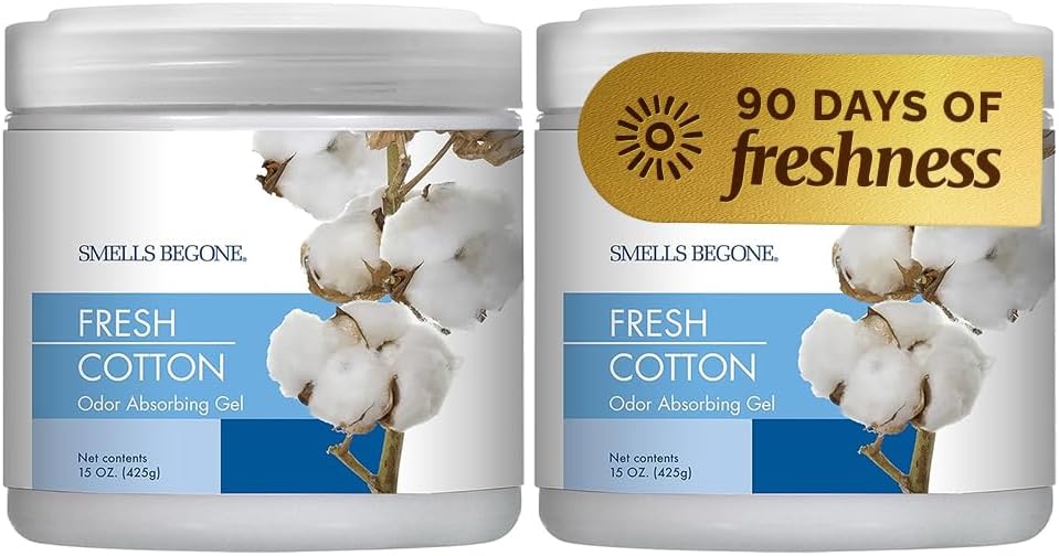 SMELLS BEGONE 15oz Gel Odor Eliminator - Absorb & Remove Tough Odors in Pet Areas, Bathrooms, Basements, Garage, Cars, RVs & Boats - Eliminate Odors Quickly (1-Pack, Lavender Vanilla)