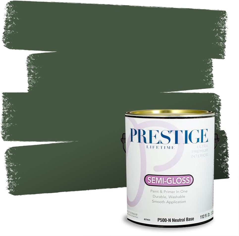 PRESTIGE Paints Exterior Paint and Primer In One, 1-Gallon, Semi-Gloss, Comparable Match of Sherwin Williams* Shamrock*