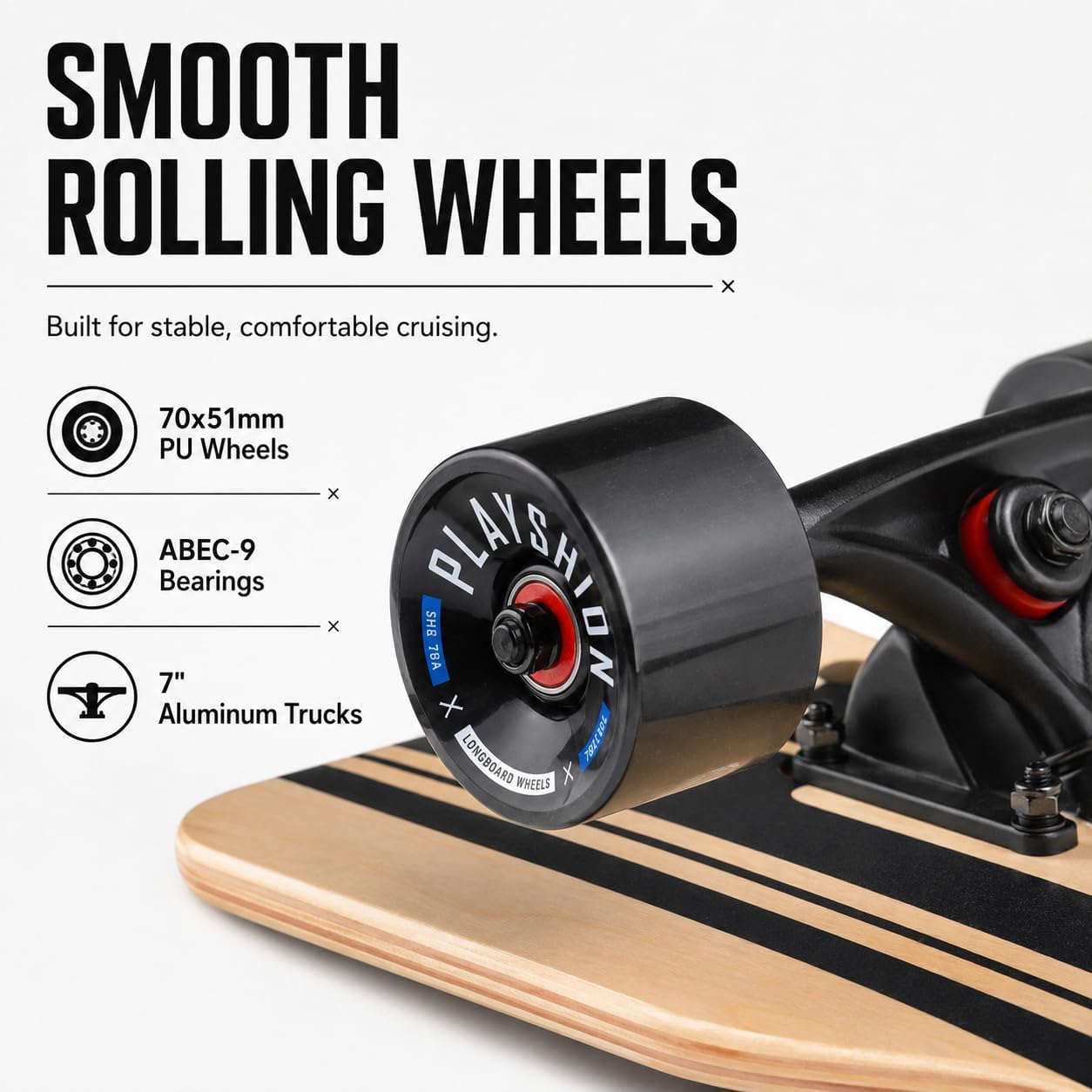 Playshion 39 Inch Drop Through Longboard Skateboard for Beginners