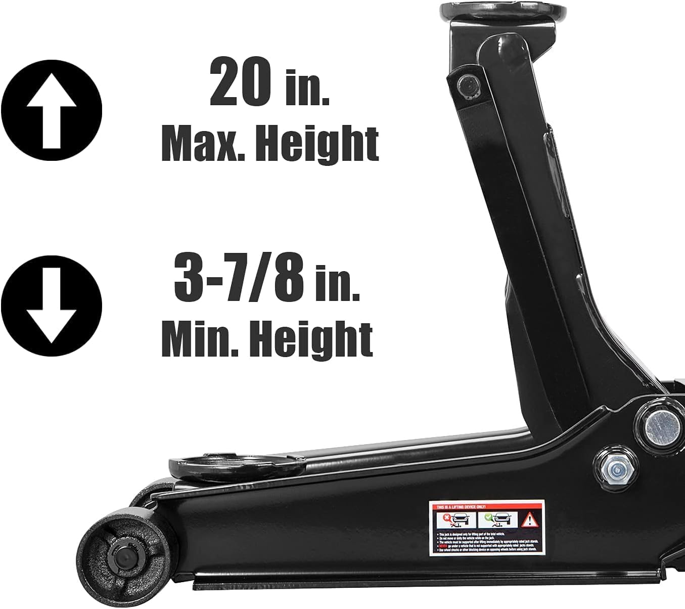 Torin T83505W BlackJack Hydraulic Low Profile Steel Racing Floor Jack with Single Piston Quick Lift Pump, 3 Ton (6,000 lb) Capacity, Black