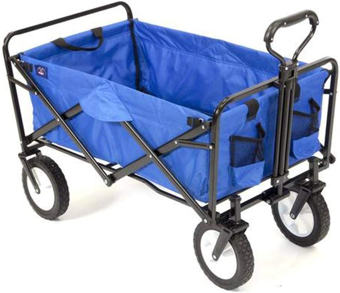 Mac Sports Heavy Duty Steel Frame Collapsible Folding 150 Pound Capacity Outdoor Camping Garden Utility Wagon Yard Cart, Red