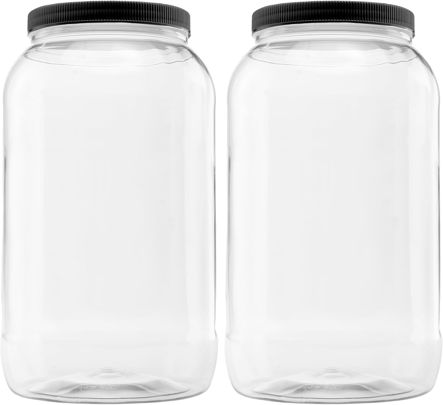 1 Pack - 128 oz (1 Gallon) Plastic Storage Jars with 110-400 Leak Proof Black Lids, Food Grade, BPA Free, Hand Wash Only (128oz, BLK, 1PK)