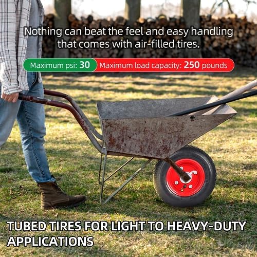 AR-PRO (2-PACK) 4.80/4.00-8" Tire and Wheel, 16" Pneumatic Tire Wheels with 3/4" Bearings and 3" Centered Hub for Wheelbarrow, Hand Truck