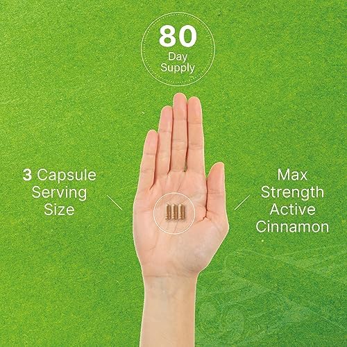 Ceylon Cinnamon with Chromium 1000mcg, 240 Capsules | Active Inner Bark Extract, True Sri Lanka Source | Natural Cinnamon Supplements