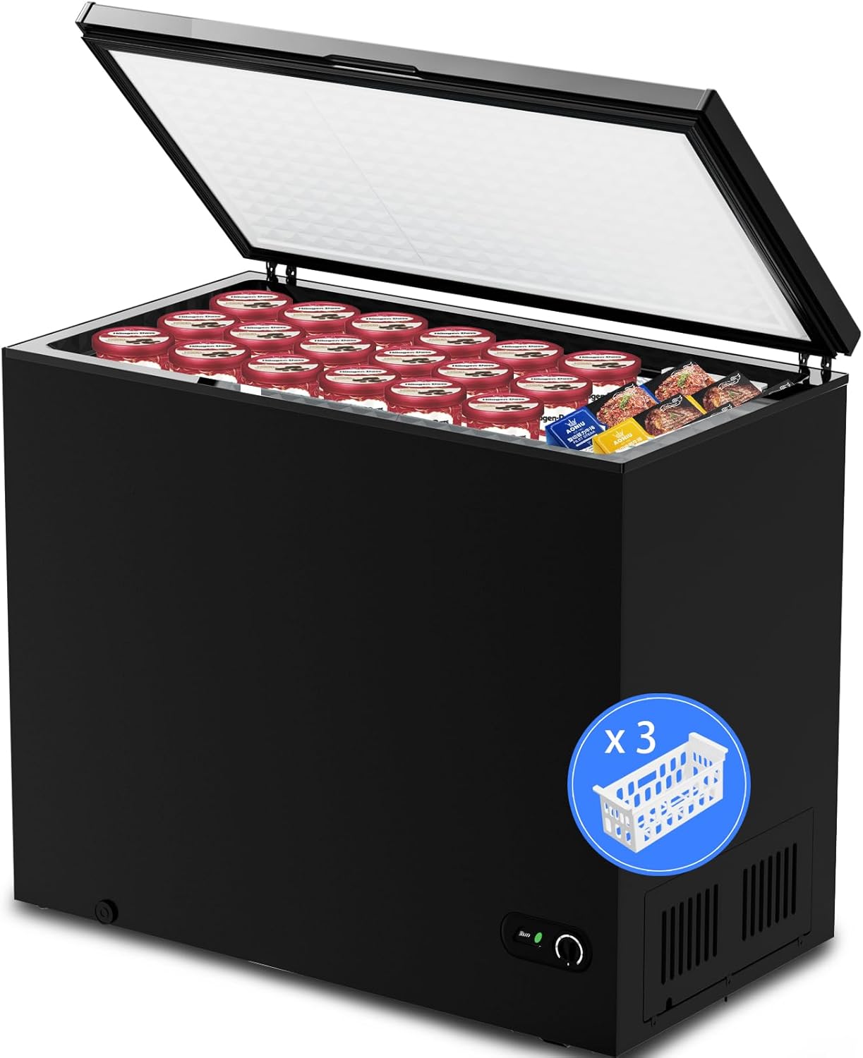 Kismile 7.0 Cubic Feet Chest Freezer, Deep Freezer for Home, Black