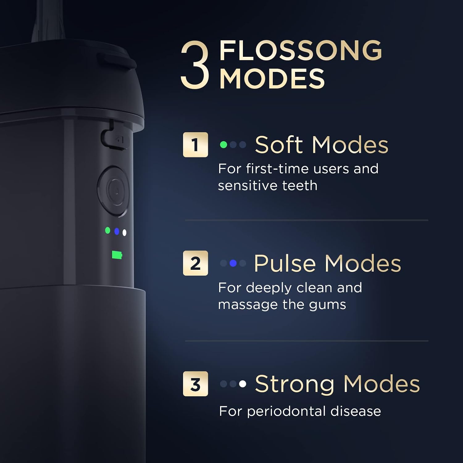 Water Flosser [ Mini Cordless Portable ] Oral Irrigator Water Teeth Cleaner Pick, Telescopic Water Tank, 3 Modes & IPX7 Waterproof