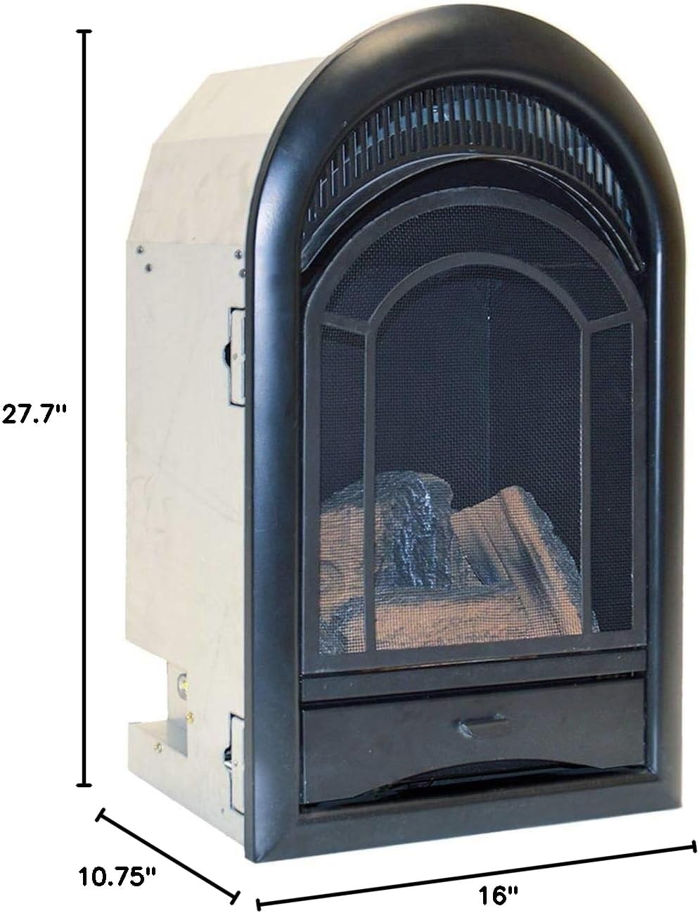 ProCom Dual Fuel Ventless Gas Fireplace Insert - Arched Door, 10,000 BTU, T-Stat Control - Model# PCS100T
