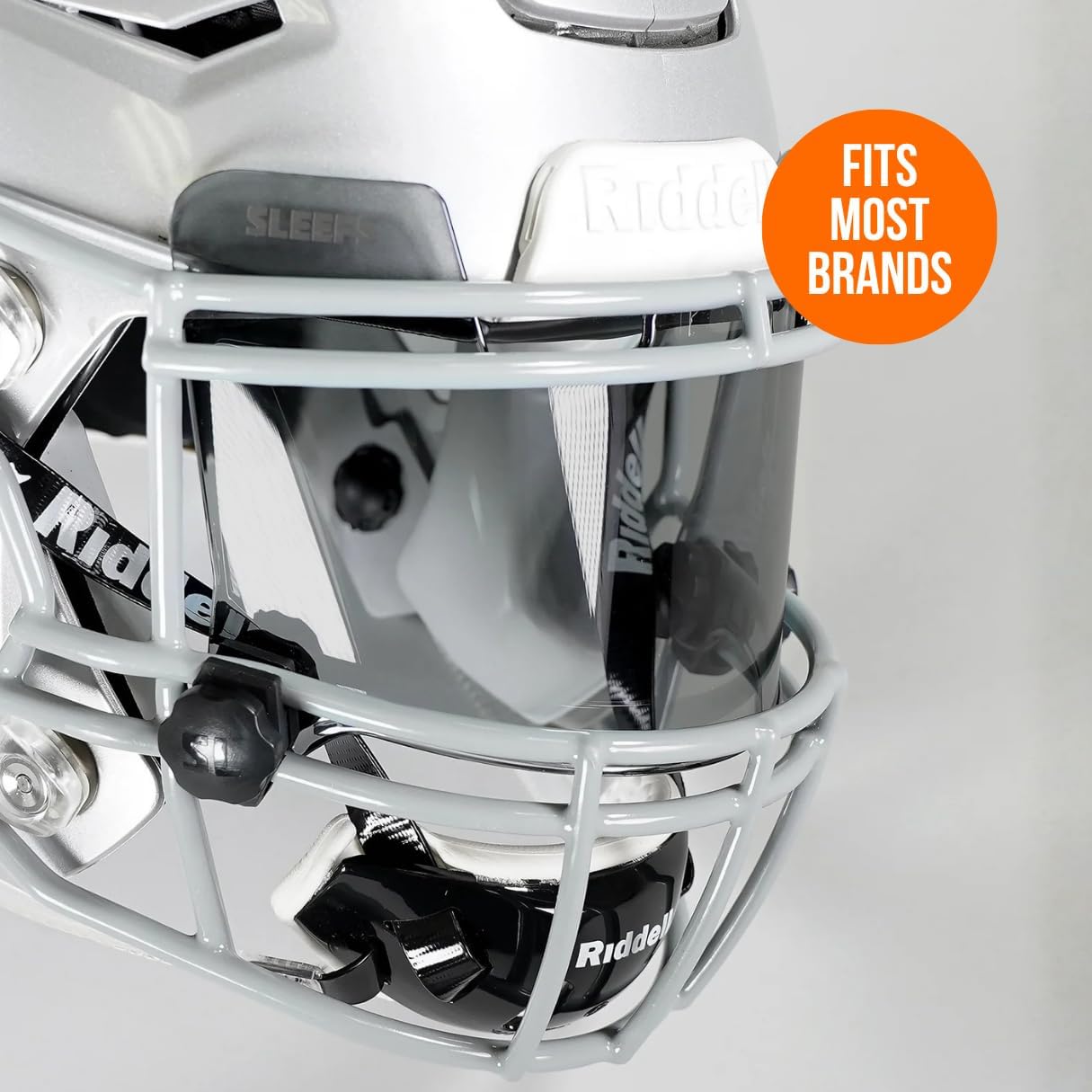 SLEEFS Clear Football Visor for Helmet - Professional Football Visor - Face & Eye Shield - Fits Youth & Adult Helmets - Includes Quick Visor Clips