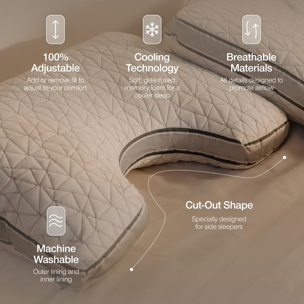 Coop Home Goods Eden Bed Pillow Queen Size for Sleeping on Back, Stomach and Side Sleeper- Medium Soft Memory Foam Cooling Gel - CertiPUR-US/GREENGUARD Gold