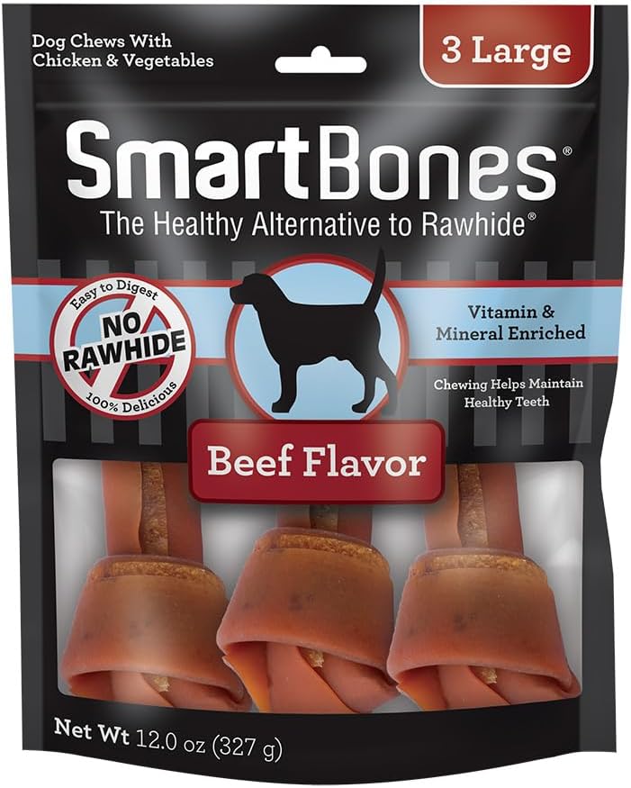 SmartBones Large Chews, Treat Your Dog to a Rawhide-Free Chew Made with Real Meat and Vegetables | With With Real Chicken, Easy To Digest Chew, Vitamin & Mineral Enriched, Helps Maintain Healthy Teeth, For Large Dogs