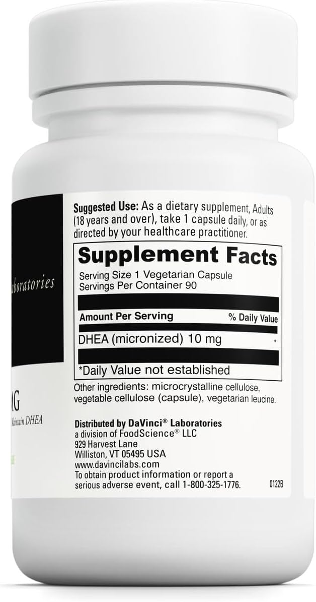 DAVINCI Labs Micronized DHEA 10mg - Helps to Support Healthy Aging, Hormone Balance, Brain Health, Thyroid Function & More - Vegetarian, Gluten-Free - 90 Capsules